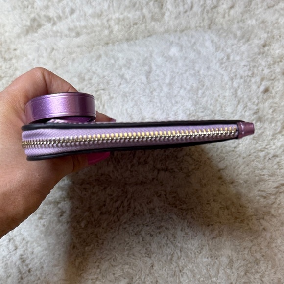 NWT Kate Spade Metallic Medium Zip Wristlet Quartz Pink - Picture 3 of 9